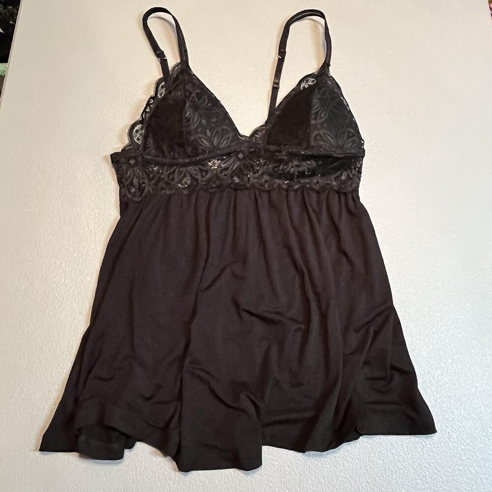 Vtg Black Lace Babydoll Cami Tank Lg Whimsigoth Gothic Y2K Dark Fairy Romantic
